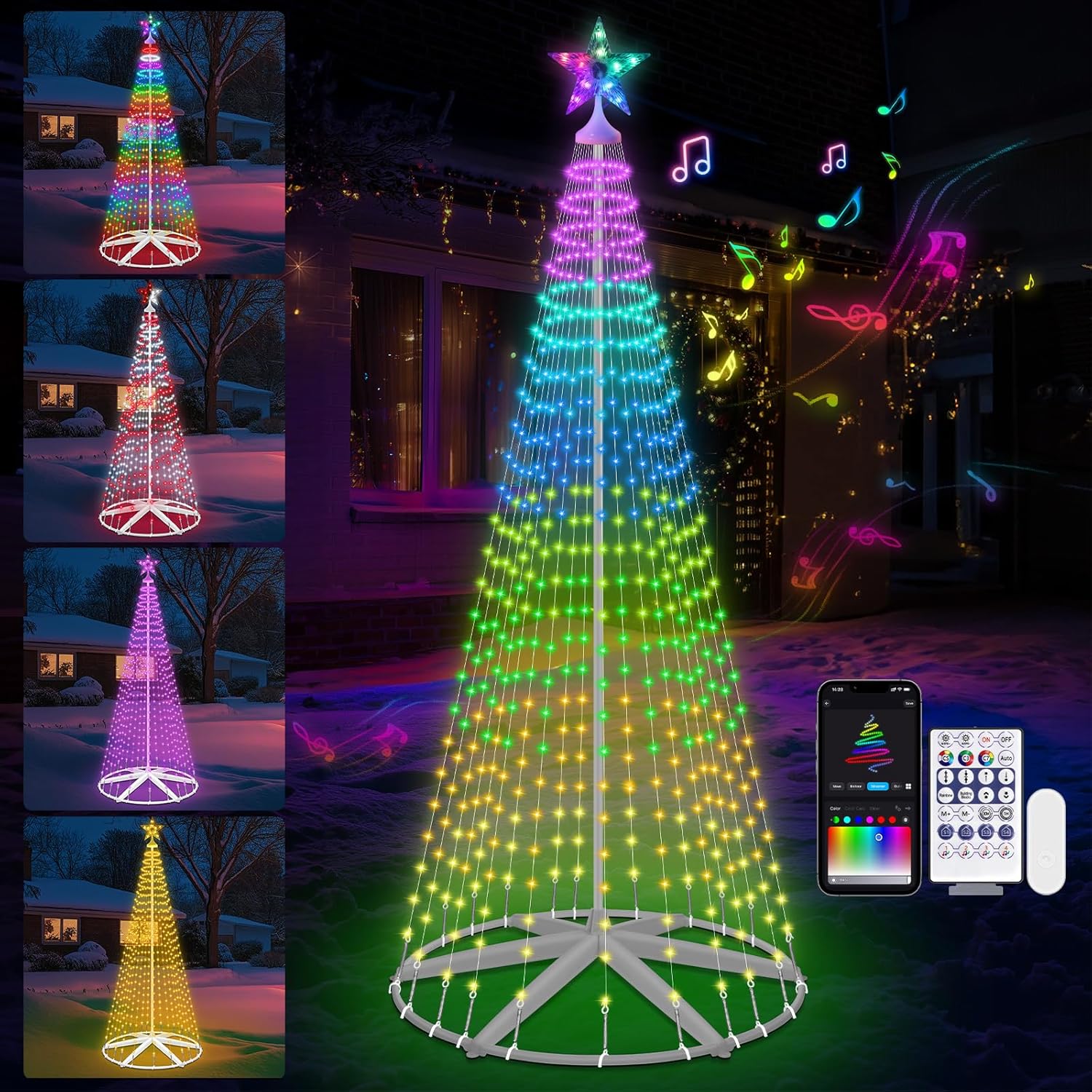 9.5Ft 510 LEDs Prelit Cone Tree Lights with Music Sync