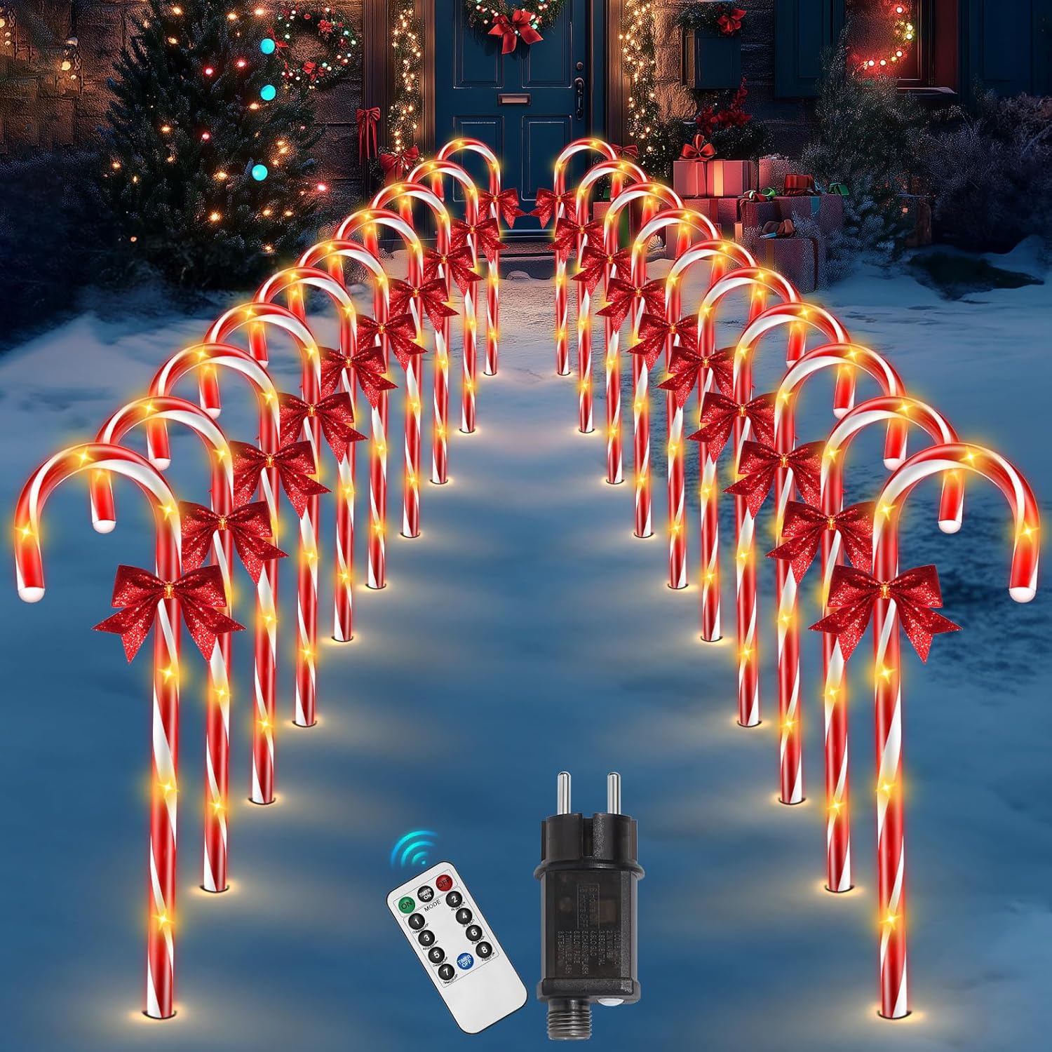 Pack of 20 Christmas Decoration Outdoor LED Candy Canes 